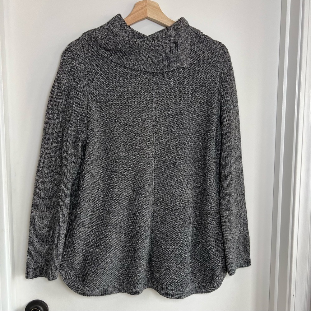Talbots Grey Long Sleeve Split Cowl Neck Sweater, Size Medium